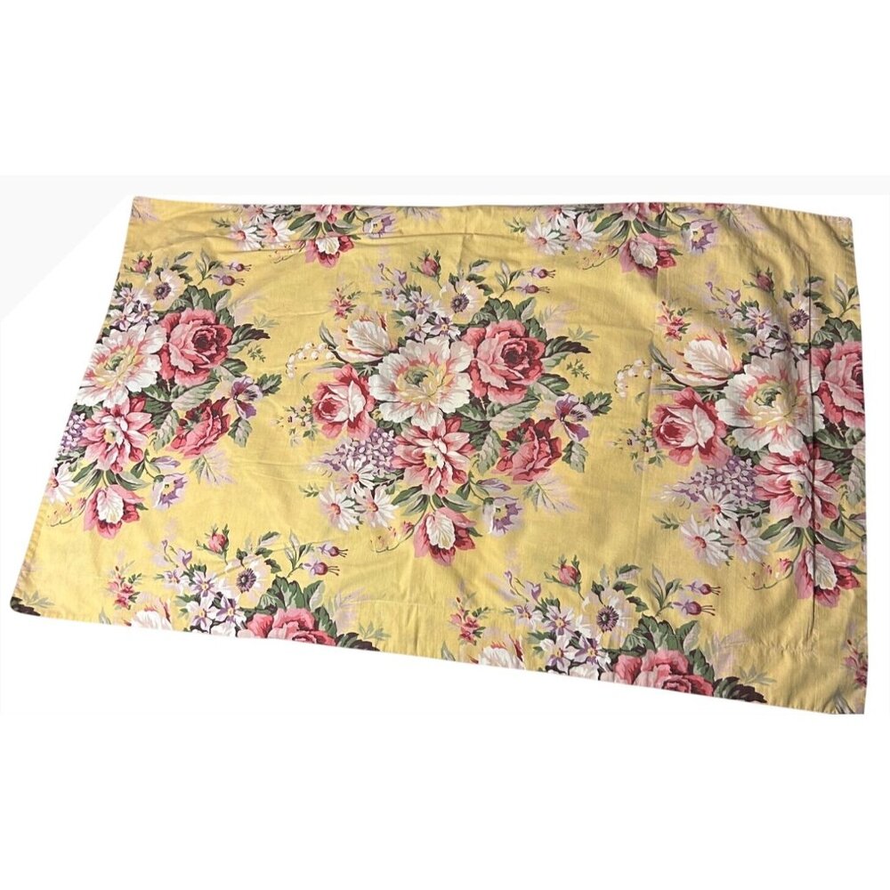 Vintage Ralph Lauren Sophie Brooke Floral Yellow Cotton Pillowcase Sham ONLY ONE
